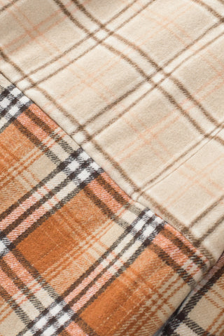 Fall  Plaid Color Block Patchwork Shirt Jacket with Pocket