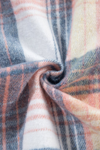 Pink Plaid Corduroy Patchwork Chest Pocket Shacket Jacket