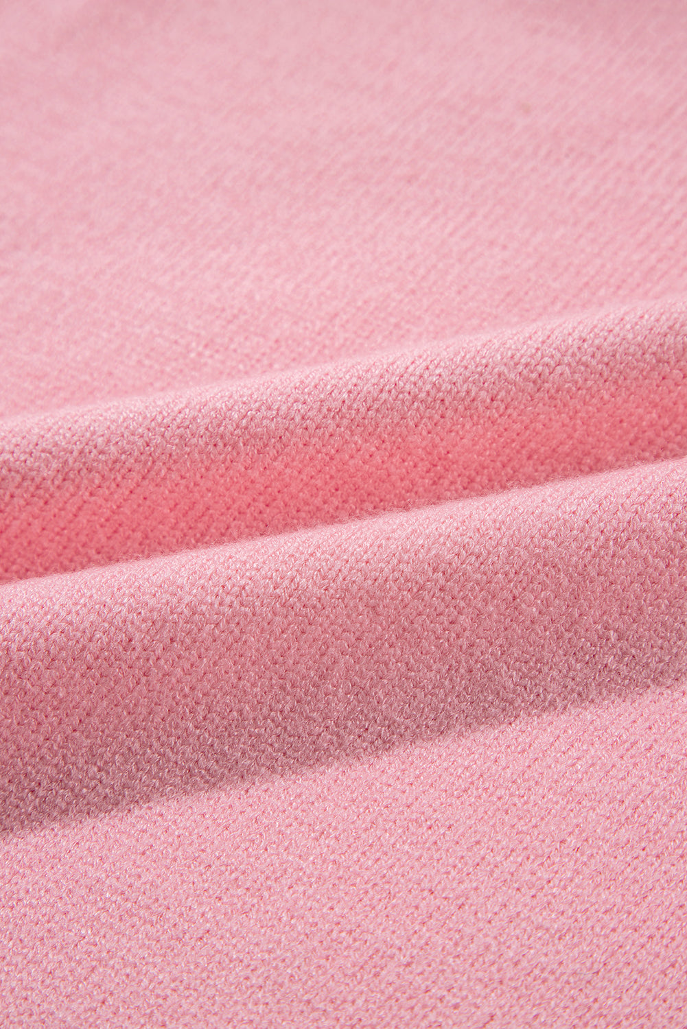 Pink Flower Detail Knitted Notched Neck Sweater