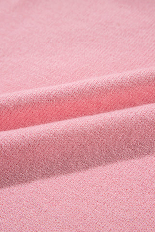 Pink Flower Detail Knitted Notched Neck Sweater