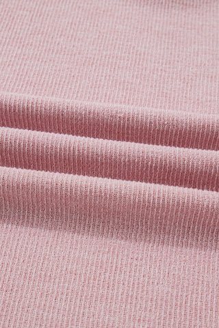 Light Pink Contrast Trim Knitted Drop Shoulder Plus Size Top
