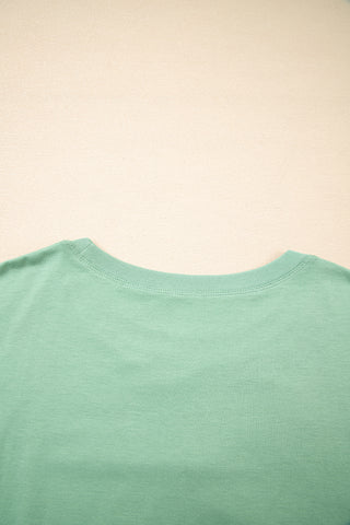 Grass Green Flower Applique Mineral Wash Plus Size Top