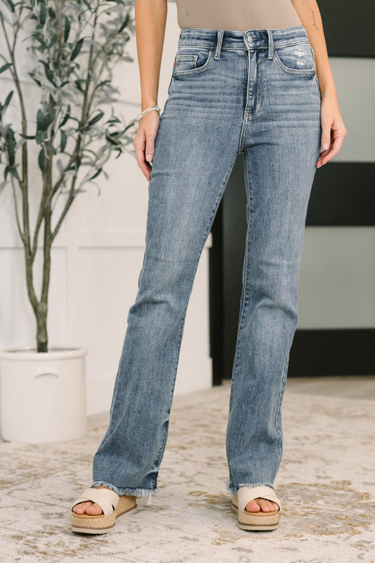 Judy Blue Robin High Waist Bootcut with Fray Hem
