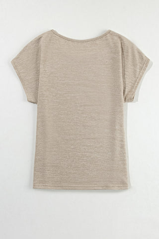 CLEARANCE Decorative Button Graphic Round Neck Short Sleeve T-Shirt