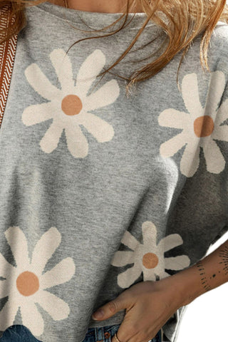 CLEARANCE Flower Round Neck Half Sleeve T-Shirt
