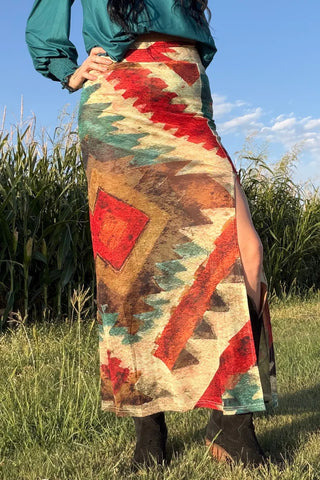 Sterling Kreek Aztec Sundown Slit Skirt