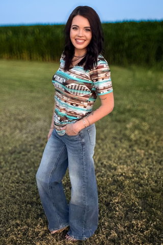 Sterling Kreek Rustic Turquoise Aztec Top