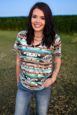 Sterling Kreek Rustic Turquoise Aztec Top