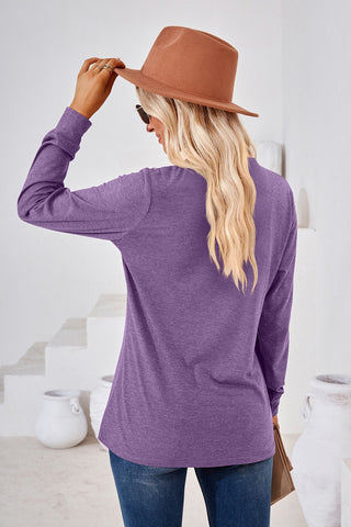 ***CLEARANCE ***Purple V-Neck Buttoned Long Sleeve Blouse