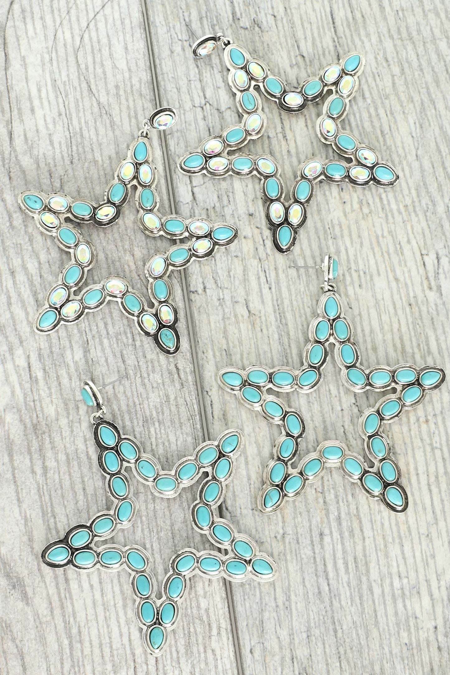 Western Turquoise Star Dangle Earrings