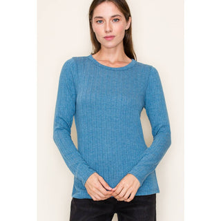 STACCATO Crew Neck Long Sleeve Wide Ribbed Basic Top