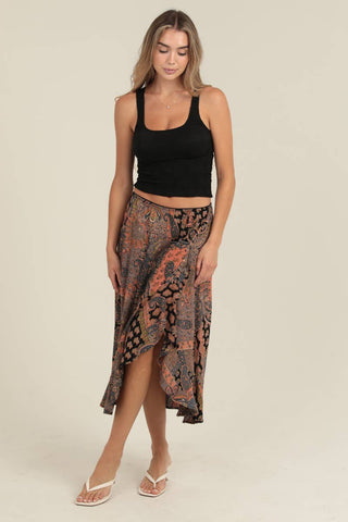 Angie RUFFLE SIDE SLIT MID LENGTH SKIRT