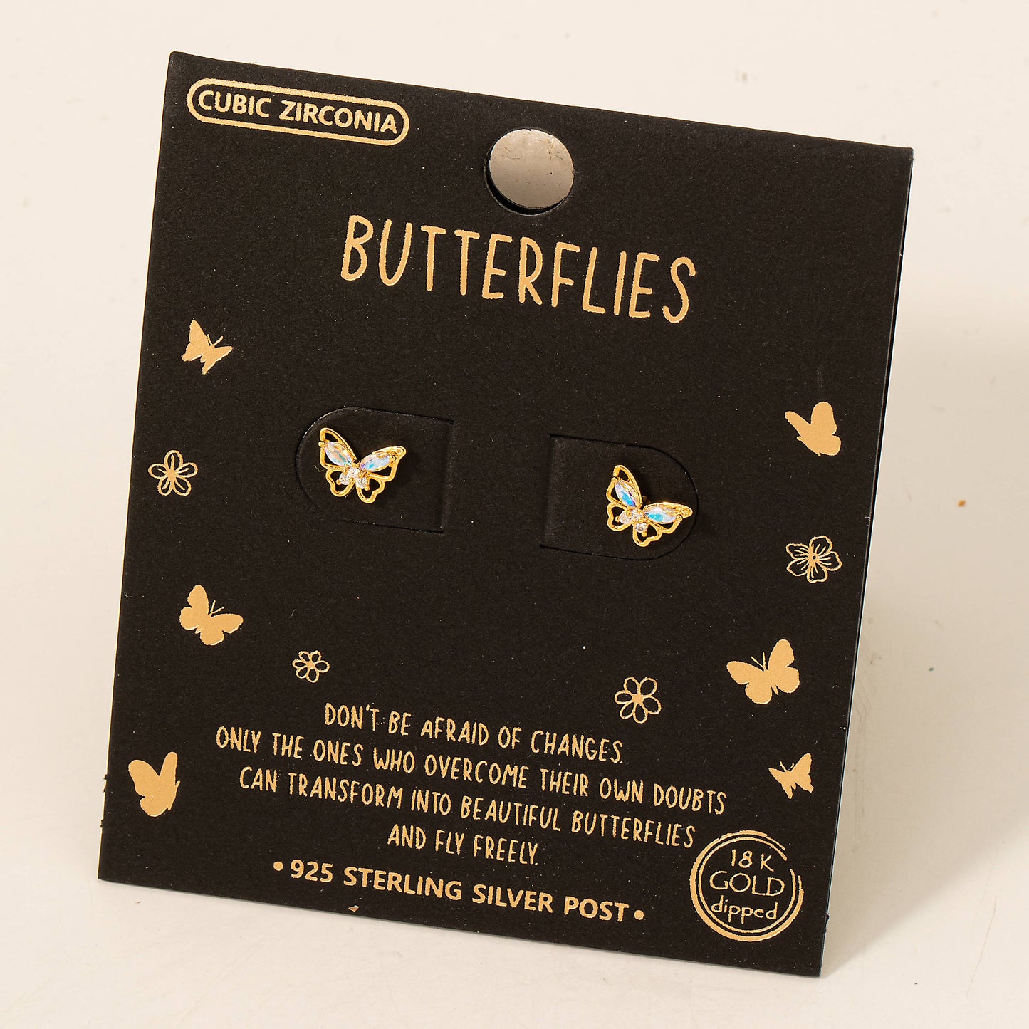 Gold Dipped Mini Studded Butterfly Stud Earrings