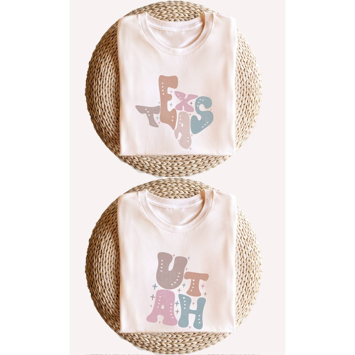 SOUTH DAKOTA Adorned, Bubble Letter, State Shape Graphic Tees