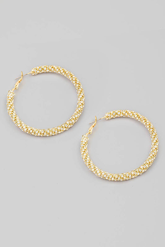 Rhinestone Tube Latch Hoop Earrings