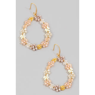 Mini Beaded Flower Tear Dangle Earrings