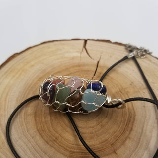 Wired String Bag Rainbow Crystal Necklace