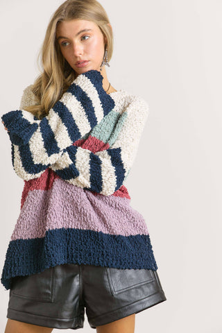 ***CLEARANCE**** Adora STRIPE PATTERN TEXTURED SWEATER