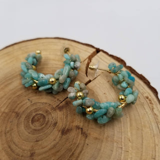 Handmade Natural Amazonite Evening Earrings