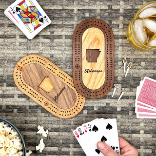 US States Mini Travel Cribbage Board Set with Custom Pegs