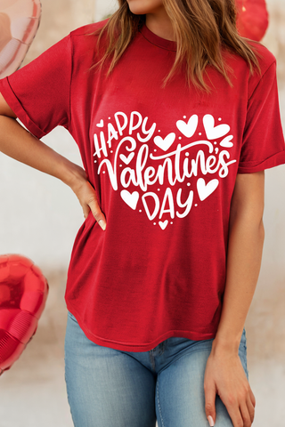 Happy valentine's Heart Graphic Short Sleeve T-Shirts