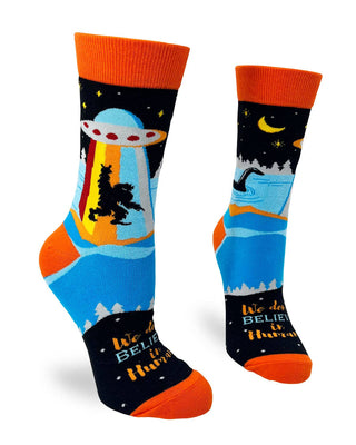 We Don't Believe in Humans Ladies' Novelty Crew Socks