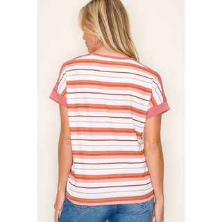 STACCATO V NECK MULTI STRIPED SHIRT