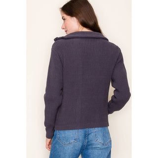 CLEARANCE Staccato Mock Neck Asymmetrical Collar Cardigan Jacket sweater