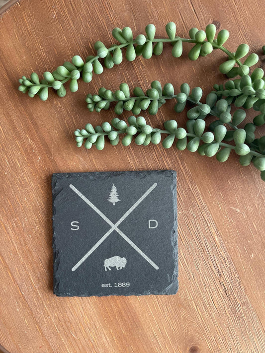 South Dakota Slate Coaster | Engraved Rock Coaster