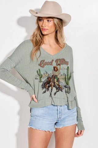 CLEARANCE Vibes Rodeo Girl Casual T-Shirt