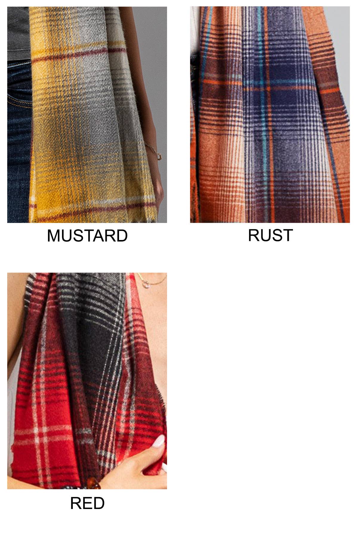 Plaid Fringe Oblong Scarf