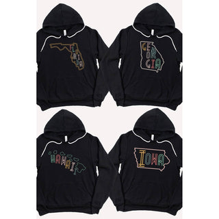 SOUTH DAKOTA Neon State Shape Graphic Hoodies