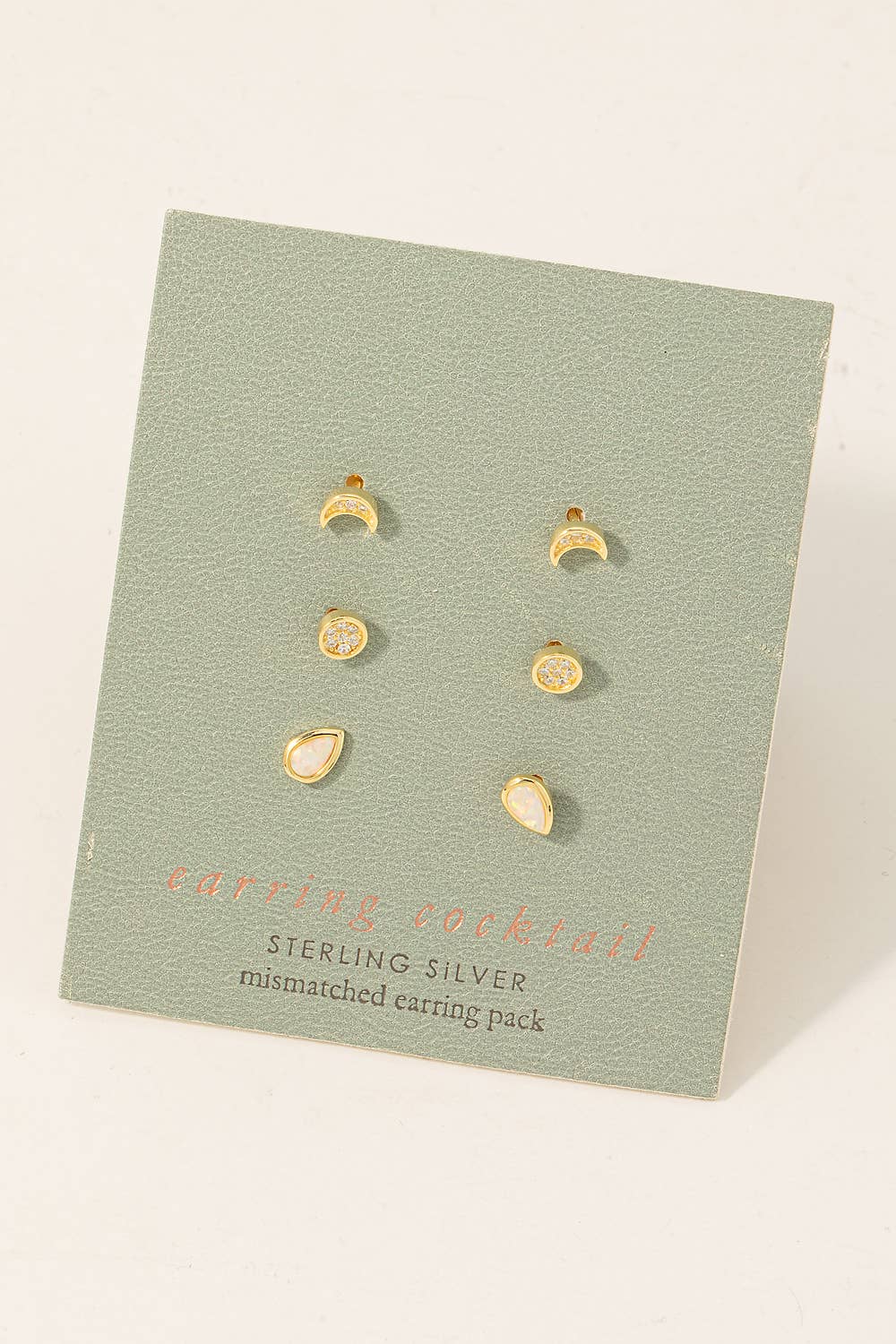 Sterling Silver Mini Cz Stud Earrings Set