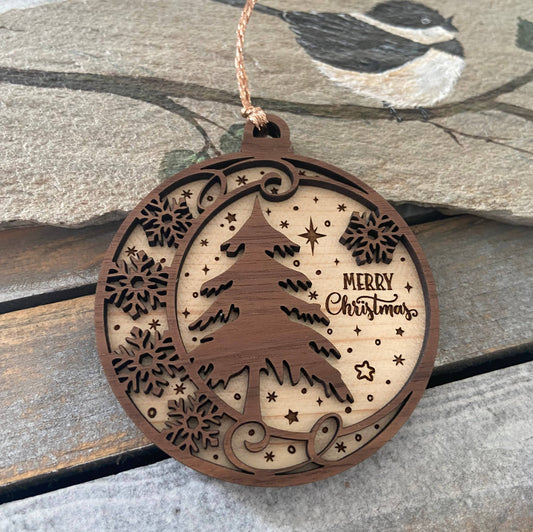 Christmas ornament, wooden 2D ornament, nature