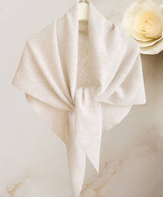 Cashmere-Blend Knit Triangle Shawl with Cross-Front Design