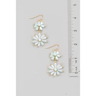 Beaded Flower Chain Dangle Earrings