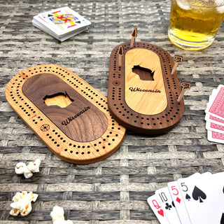 US States Mini Travel Cribbage Board Set with Custom Pegs