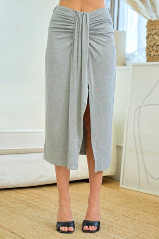 High Waisted Midi Skirt With Knot Detail - 6370S