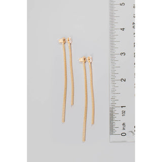 Flat Metallic Chain Dangle Rhinestone Stud Earrings