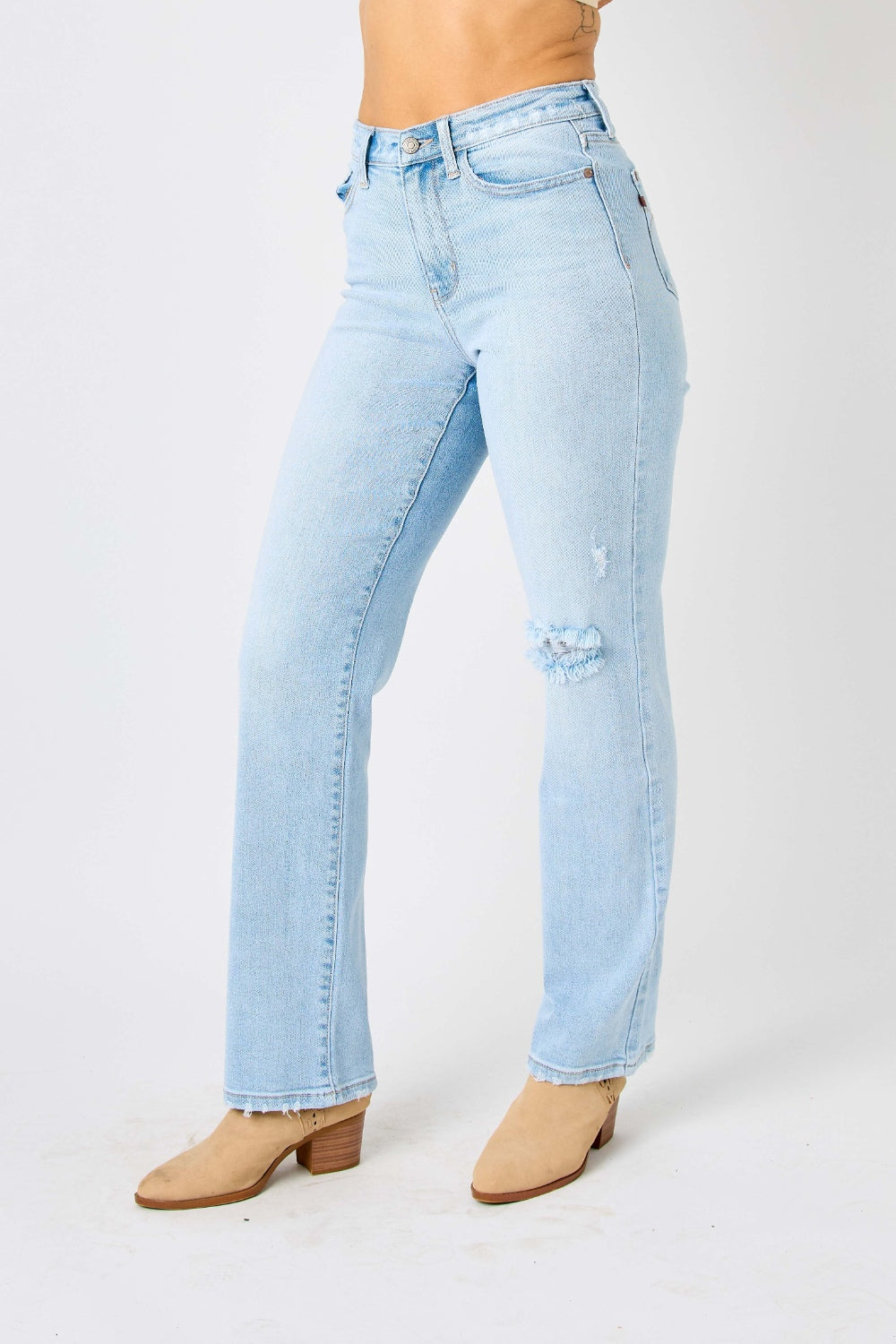 Judy Blue Full Size High Waist Distressed Straight Jeans