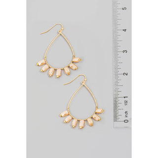 Rectangle Rhinestone Beaded Tear Dangle Earrings