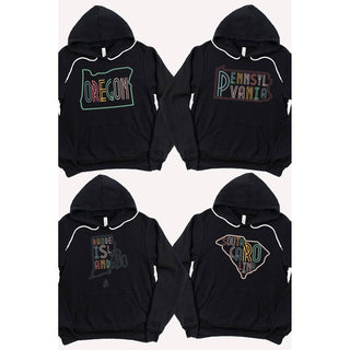 SOUTH DAKOTA Neon State Shape Graphic Hoodies