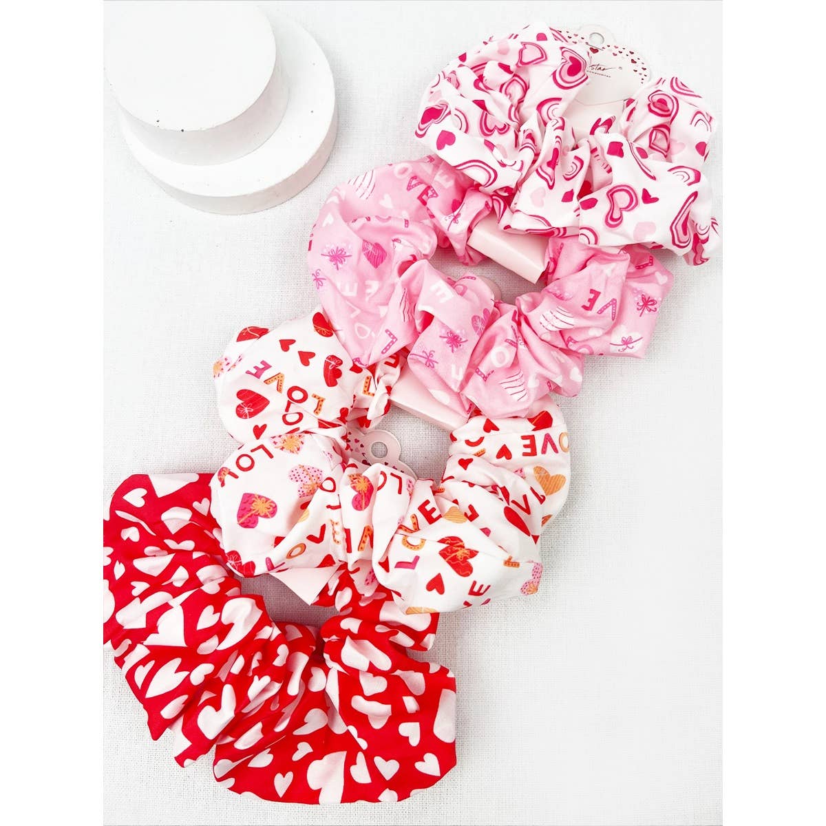 Mix Heart Pattern Jumbo Size Hair Scrunchies