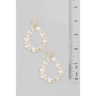 Mini Beaded Flower Tear Dangle Earrings