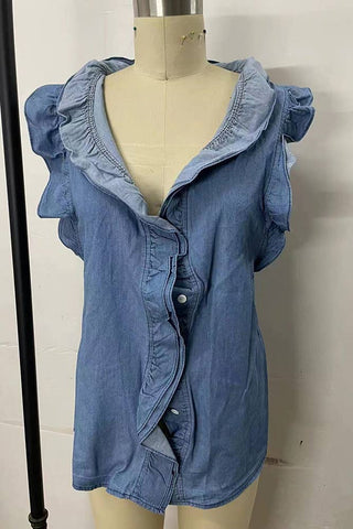 CLEARANCE Sleeveless Washed Denim Tank Top BBSP043