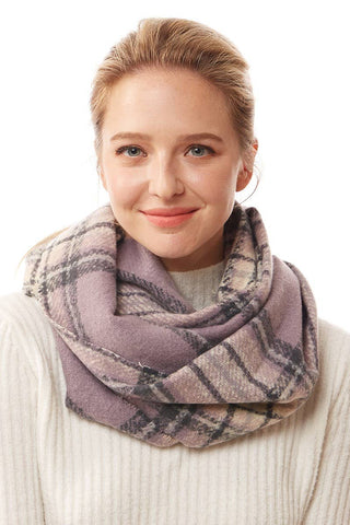 Women's Winter Plaid Patterned Infinity Scarf