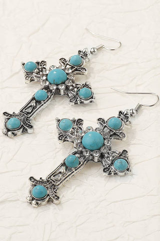 Turquoise Cross Earrings