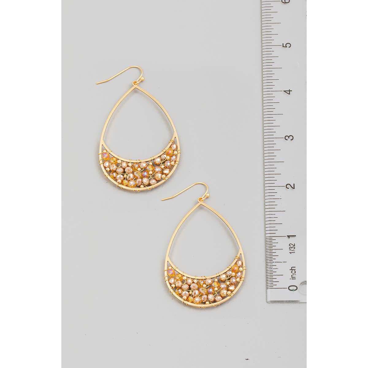 Beaded Crescent Tear Dangle Earrings