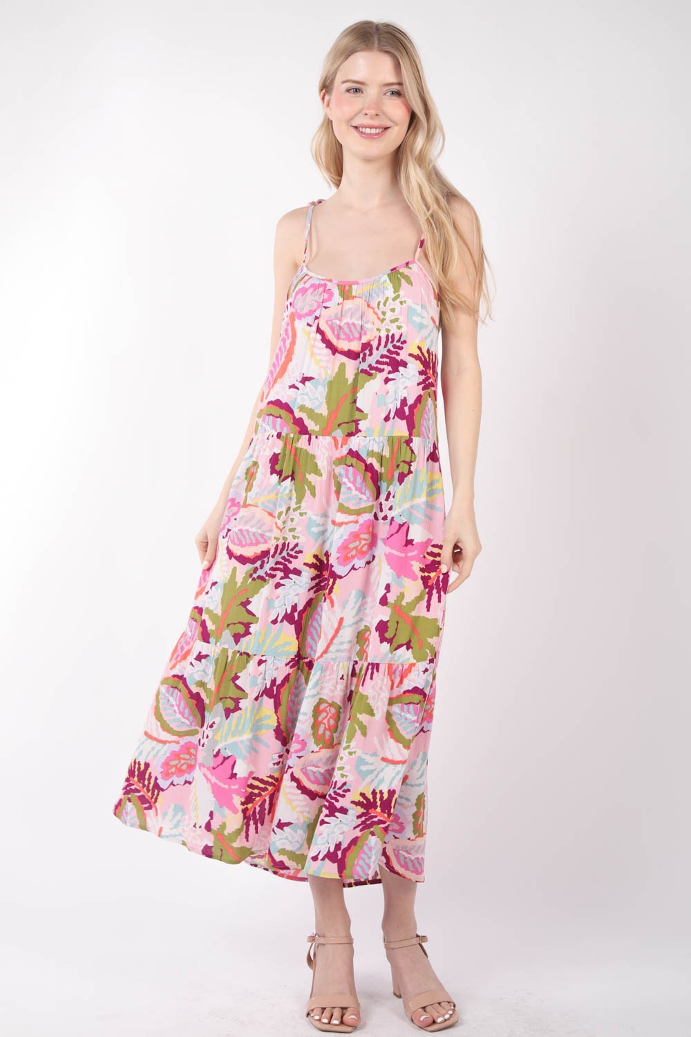 VERY J Tropical Printed Cami Midi Dress