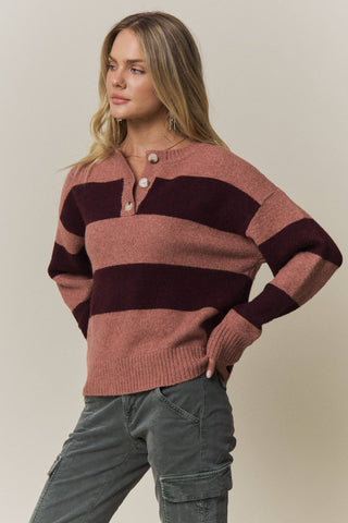 Adora COZY CHIC STRIPED SWEATER